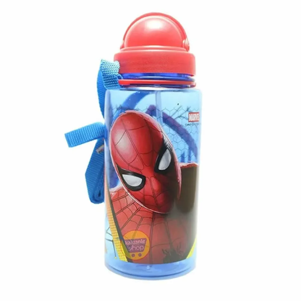 Botella con diseño de spider man + correa ss-t6767