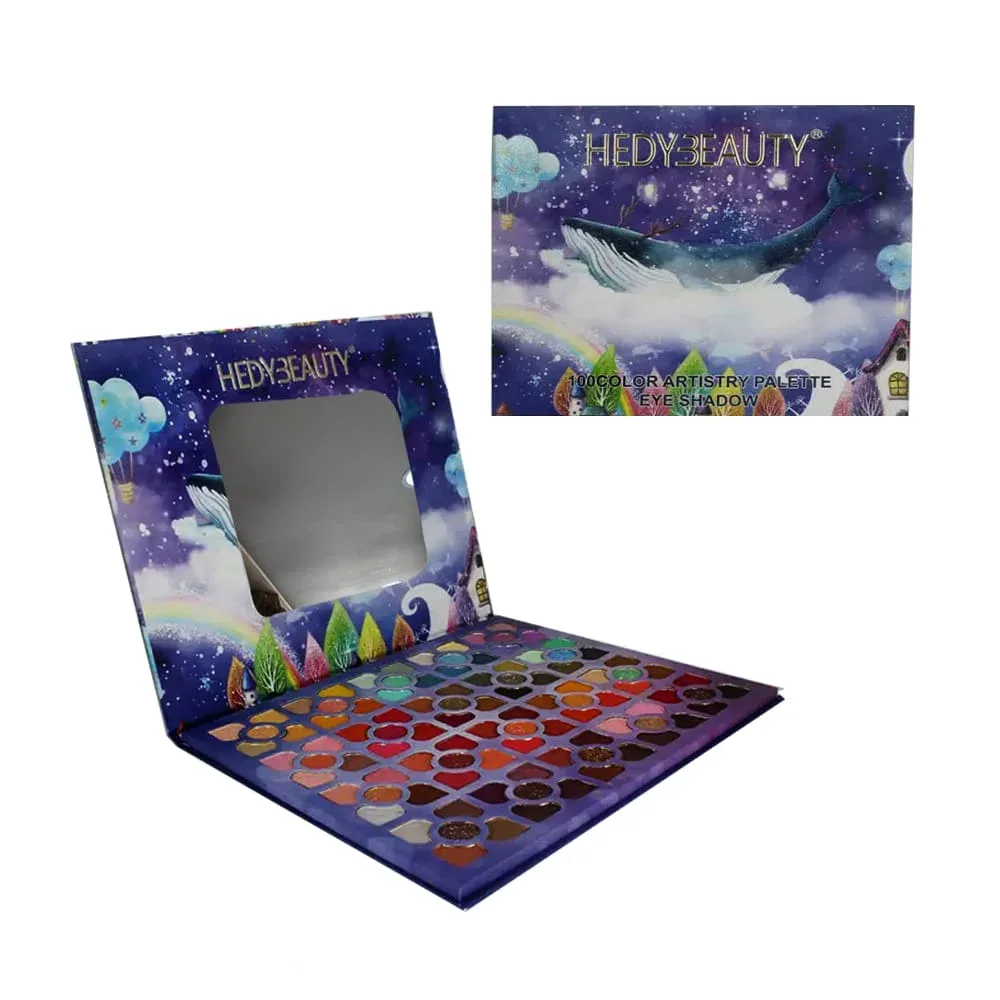 Paleta de sombras hedy beauty con estampado de ballena y 100 pigmentos, variedad de colores / 1001