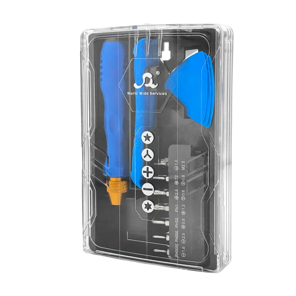 Kit de desarmadores - herramientas para reparación de celulares 20 en 1 con 14 puntas, mango magnético y herramientas de apertura / bbg-60676 / 60676 / 8157 / sw-8157