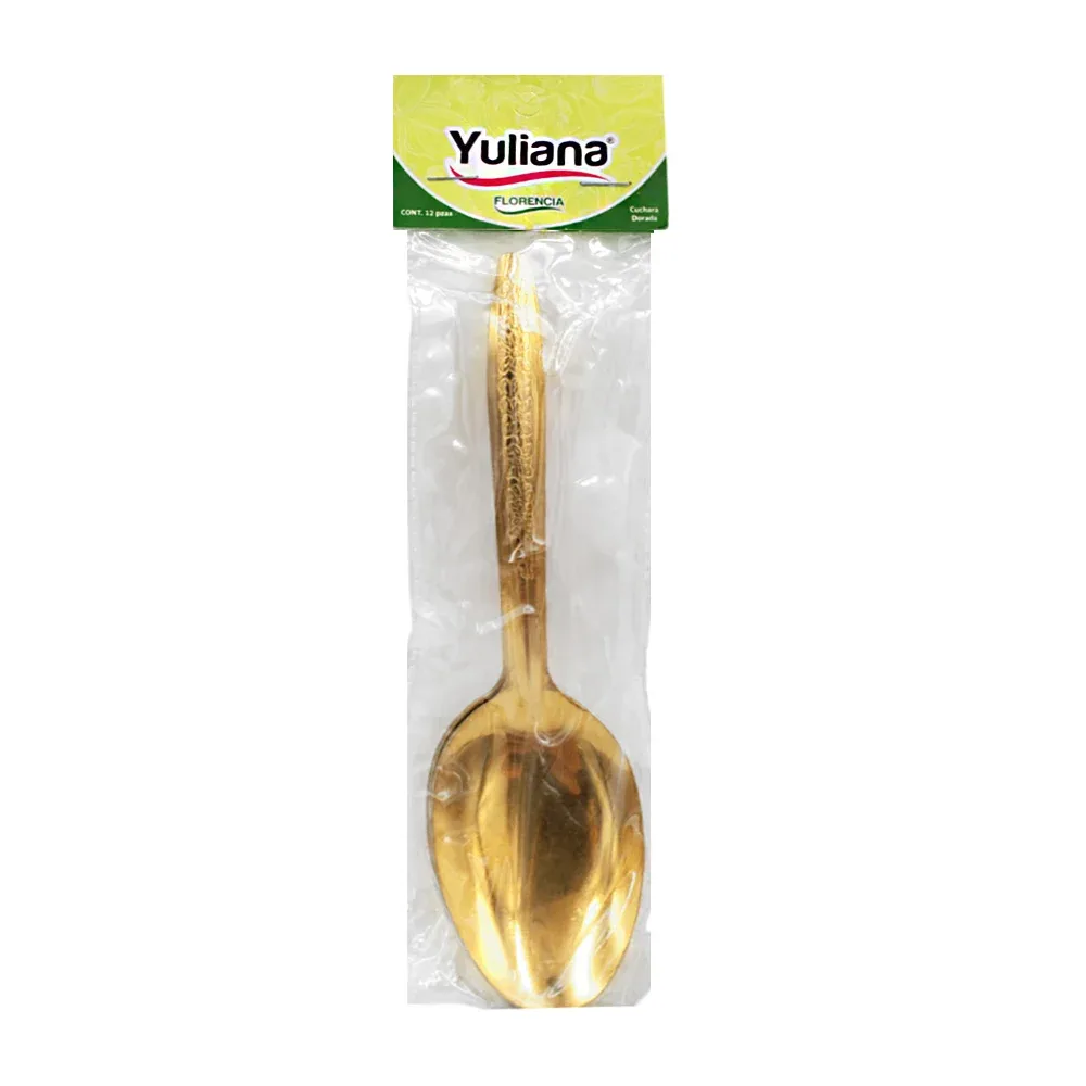 Paquete con 12 cucharas, de acero inoxidable, mango con flores / r6-10037
