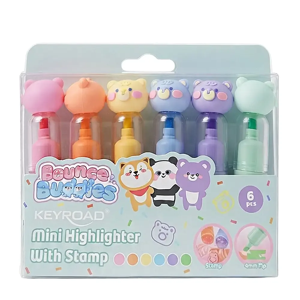 Paquete con 6 marca textos keyroad con figura de animales en tonos pastel