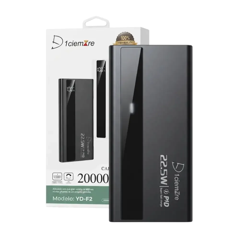 Power bank d1ciemzre de 20000mah, carga rápida de 22.5w, múltiples puertos de carga + pantalla
