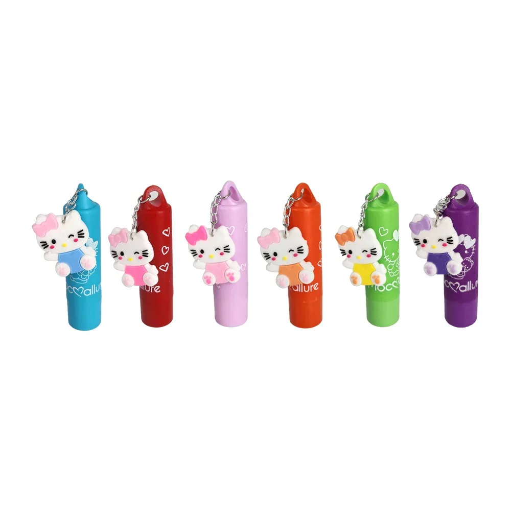 1pza Labial mágico mocmallure diseño hello kitty con mini colguije de kitty, variedad de colores / a23-e48