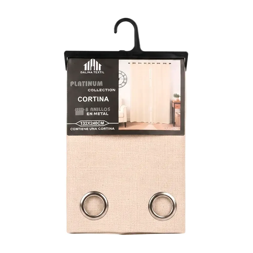 Cortina de tela gruesa color beige con diseño liso, 132x240cm / 83064-1