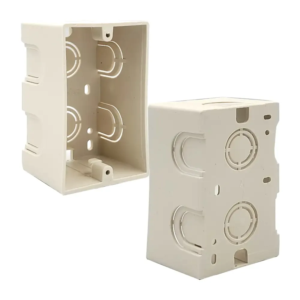 1pza Caja de contacto chalupa sanelec rectangular de plástico color blanco
