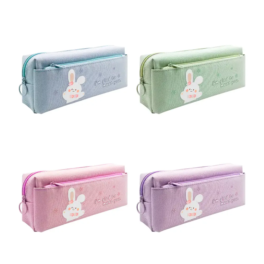 Estuche - lapicera de 2 compartimentos con estampado de conejito, variedad