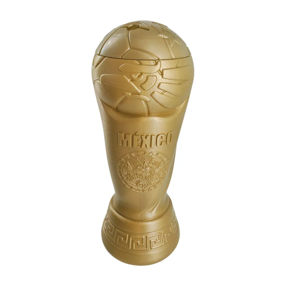 Vaso alcancía 27x10cm de plástico en forma de trofeo y popote
