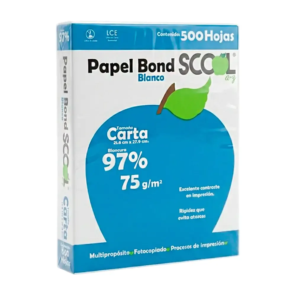 Paquete scool a-z con 500 hojas de papel bond tamaño carta / 19918