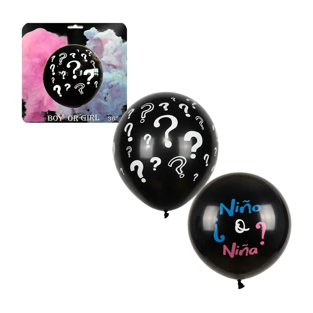 1pza Globo revelación boy or girl de 36´ + sobres de polvo en color rosa y azul