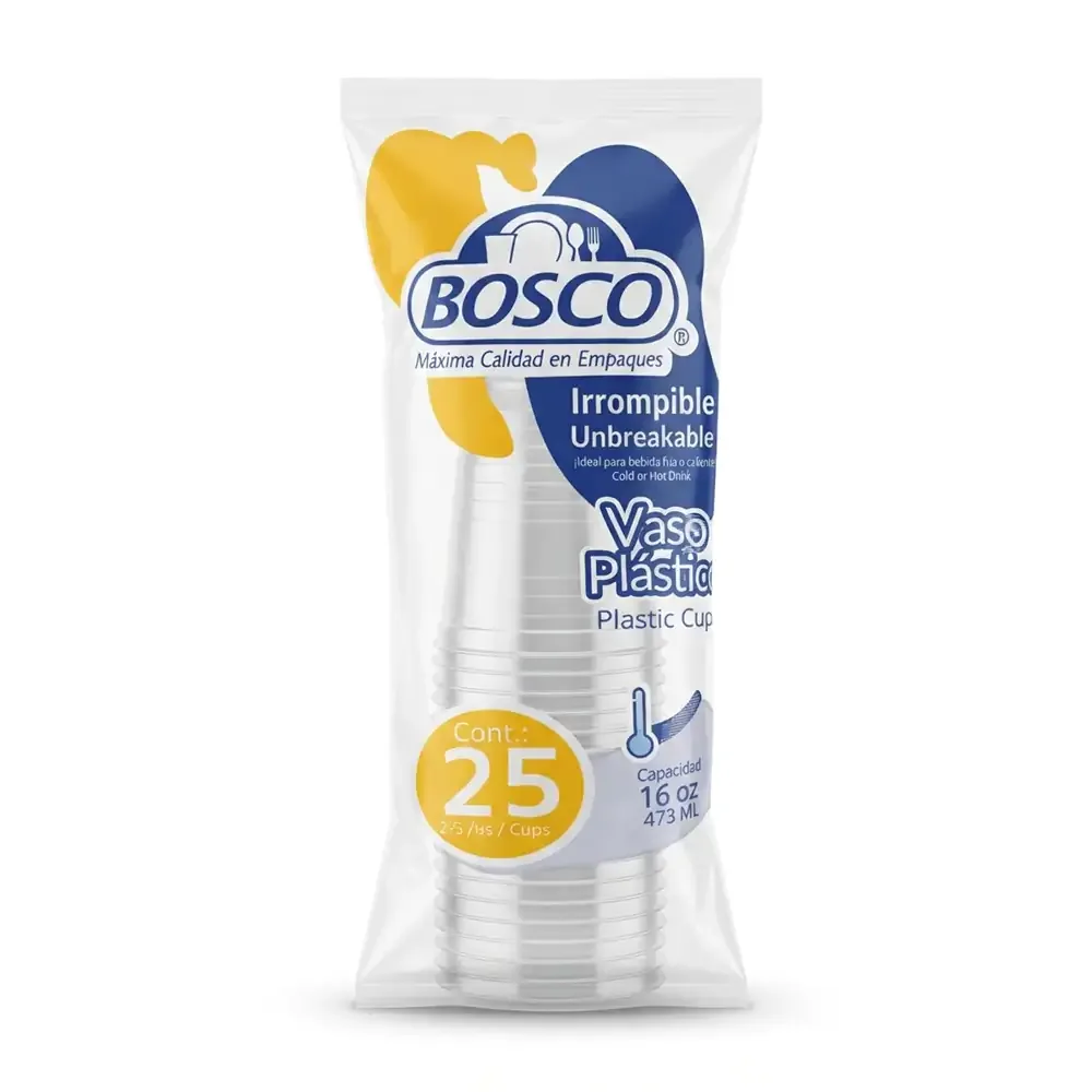 Paquete bosco con 25pz de vaso desechable, 473ml - 16oz / 210943