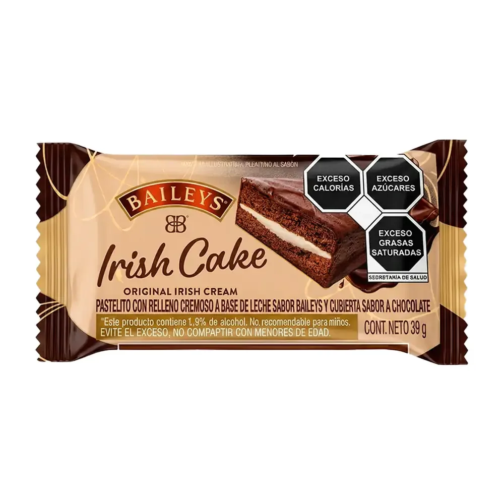 Pastelito baileys irish cake con cubierta de chocolate y relleno cremoso, 39g / 203209
