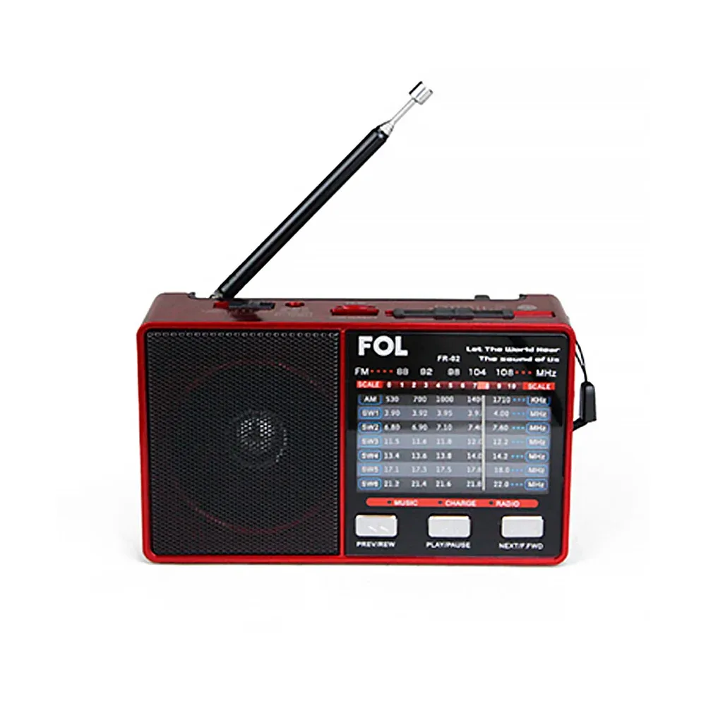 Bocina bluetooth fol estilo radio sintonizador con radio fm, correa y puerto usb-tf, variedad de colores / fr-02