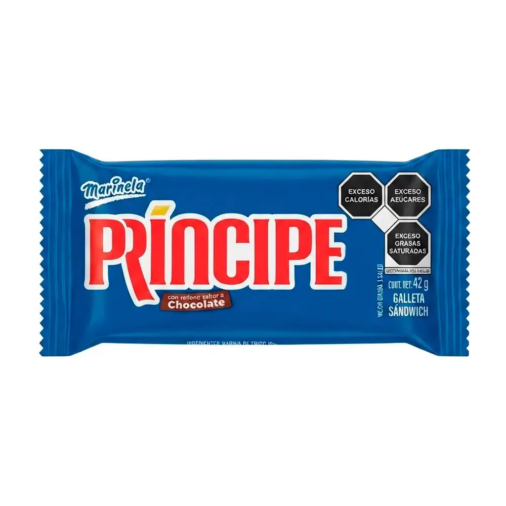 Galletas principe rellenas sabor a chocolate de marinela 42g / principre.cho