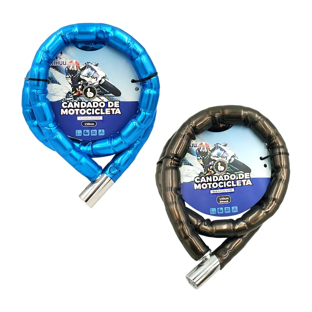 Candado kihuu de seguridad reforzado para motocicleta, 150cm, varios colores