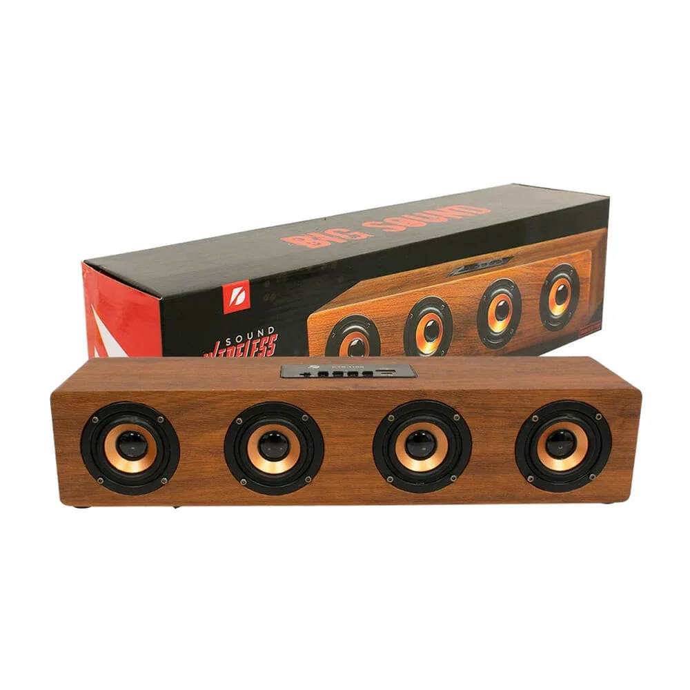 Bocina barra de sonido bluetooth big sound vintage con efecto tipo madera y ranuras para usb y micro sd / kts-1108