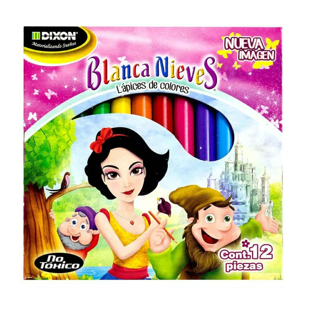 Paquete con 12 lápices de colores cortos blanca nieves / 415021