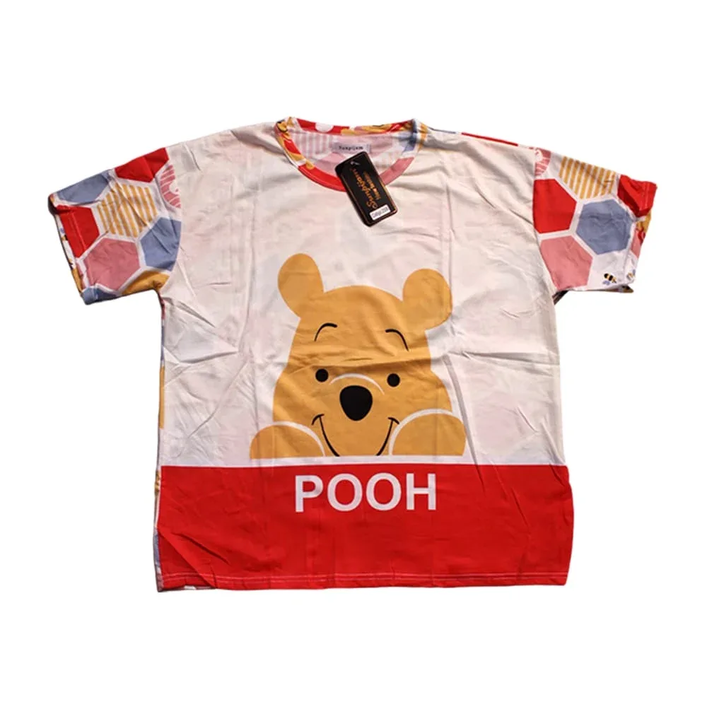 Conjunto pijama para adulto de 3 piezas pans, short y camisa de manga corta + diseño de winnie pooh / 2506