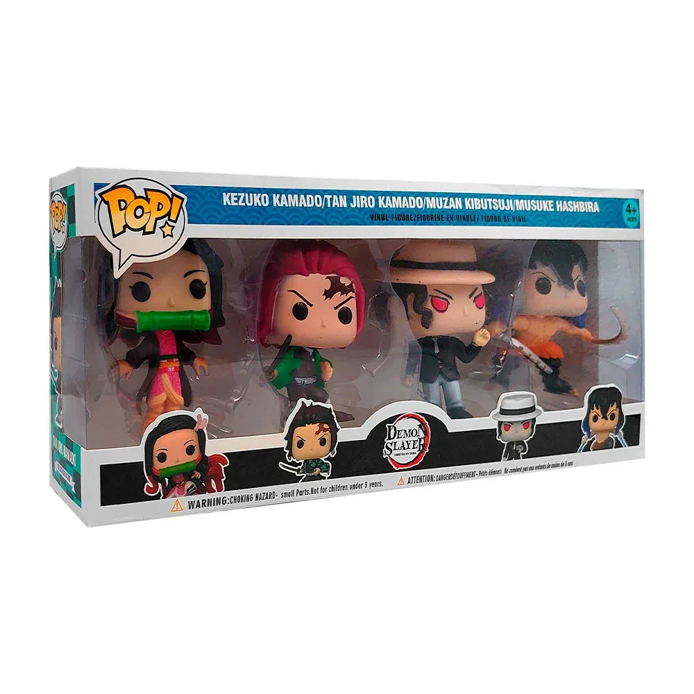 Paquete con 4 figuras pop coleccionables, demon slayer, 10 cm, variedad