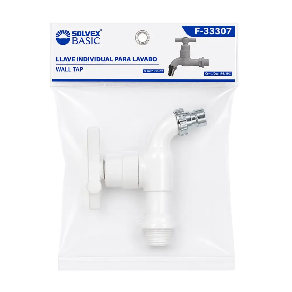 Llave de plástico individual reforzado de metal para el lavabo, color blanco