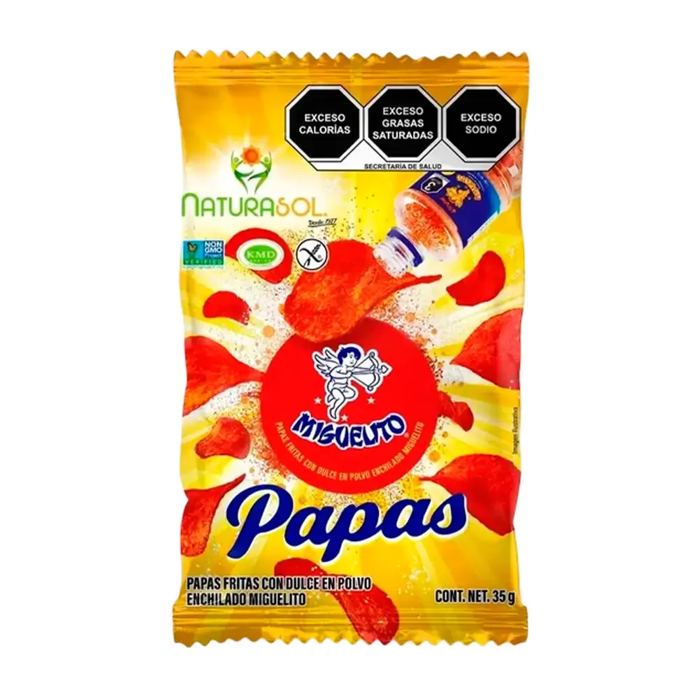 1pz bolsa naturasol papas fritas con dulce en polvo miguelito, 35g / 074943