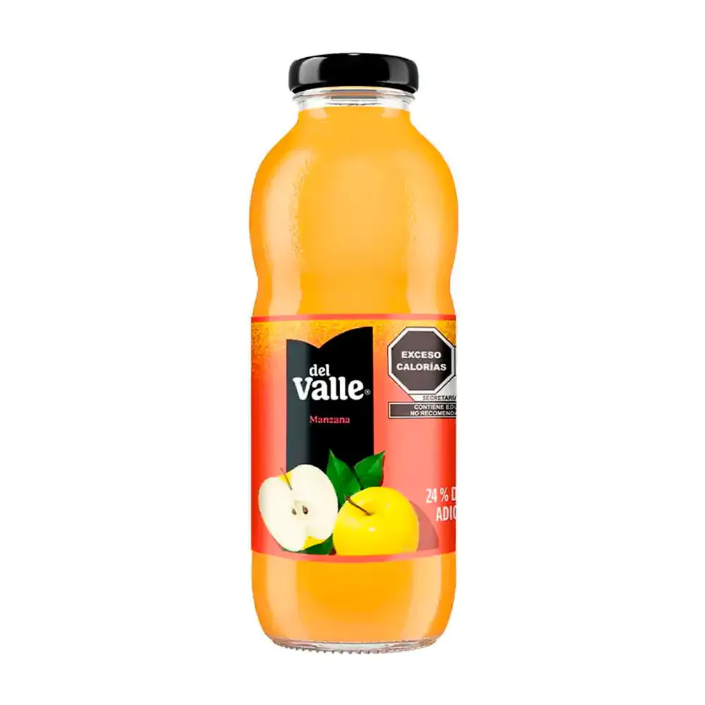 Jugo del valle sabor manzana, 413ml en botella de vidrio / 052024