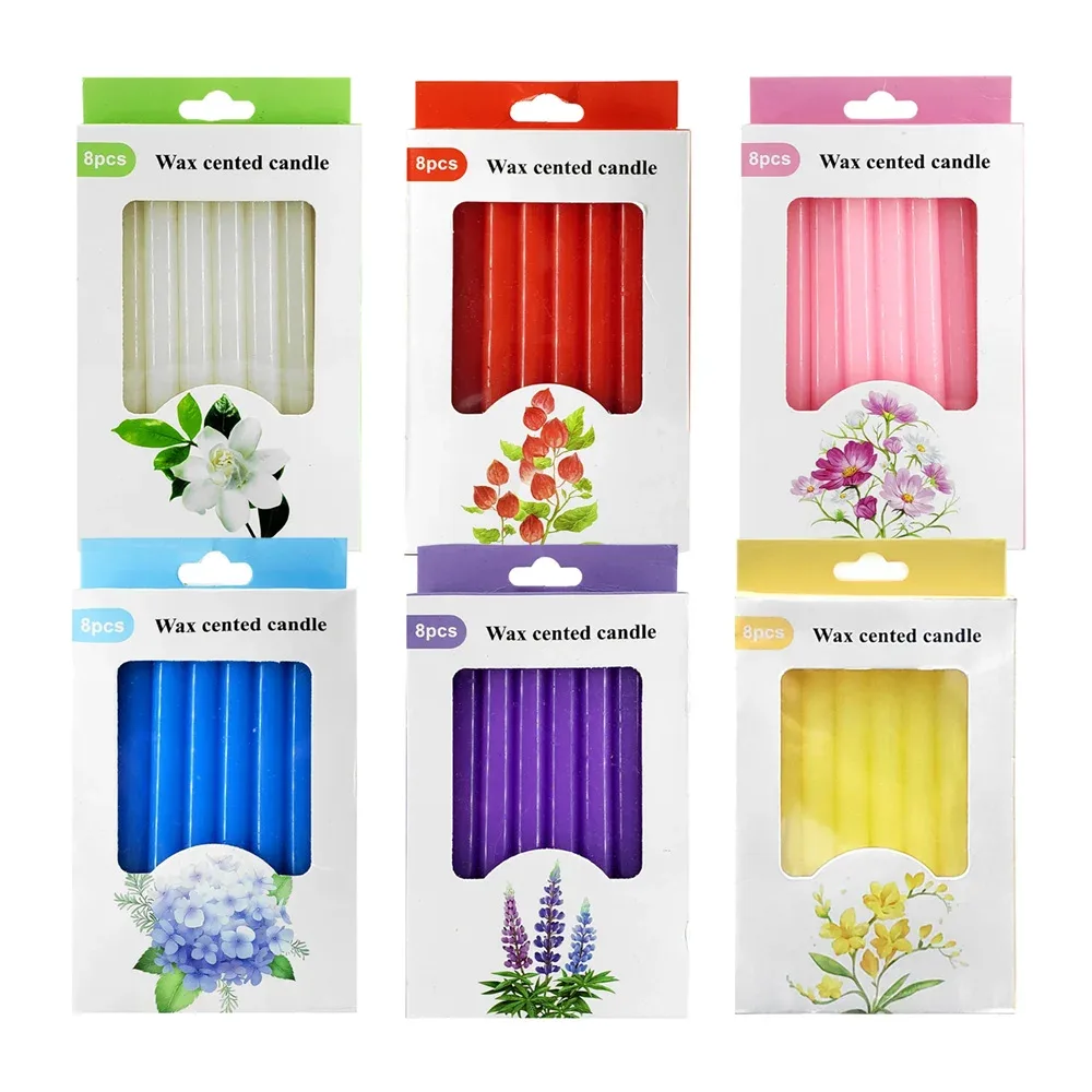 Paquete con 8 velas de cera con aroma, 13.5cm / wax cented candle / hw59919