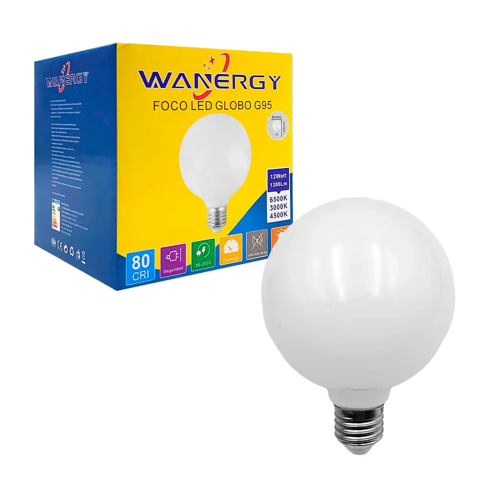 Foco led wanergy en forma de globo de 12w / g95