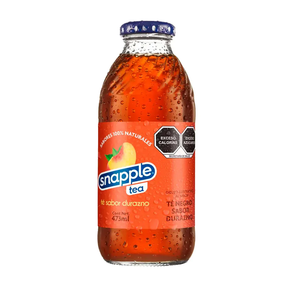 1pza bebida snapple tea, té con jugo de durazno 100% natural, botella de 473ml / snapple