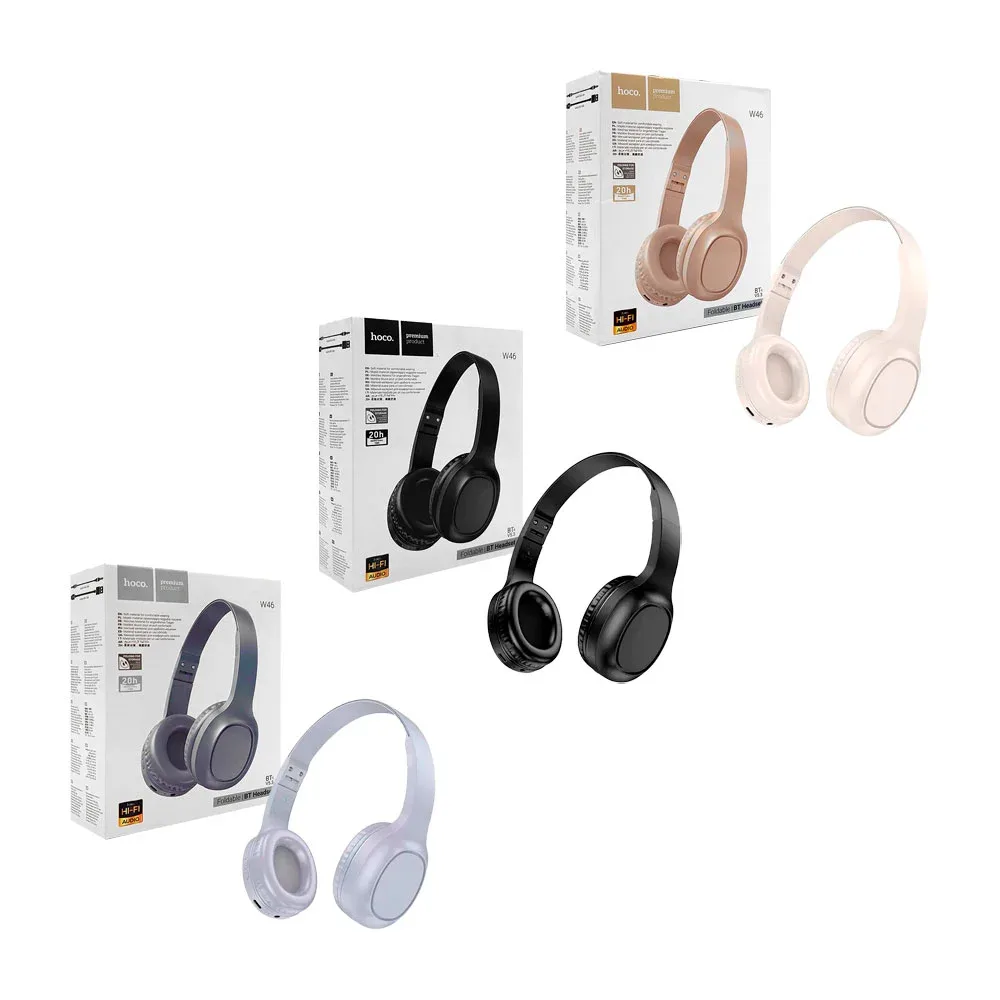 Audífonos de diadema inalámbricos bluetooth con diseño delgado color liso, botones de control, entrada auxiliar, carga tipo c y micrófono, variedad de colores / w46