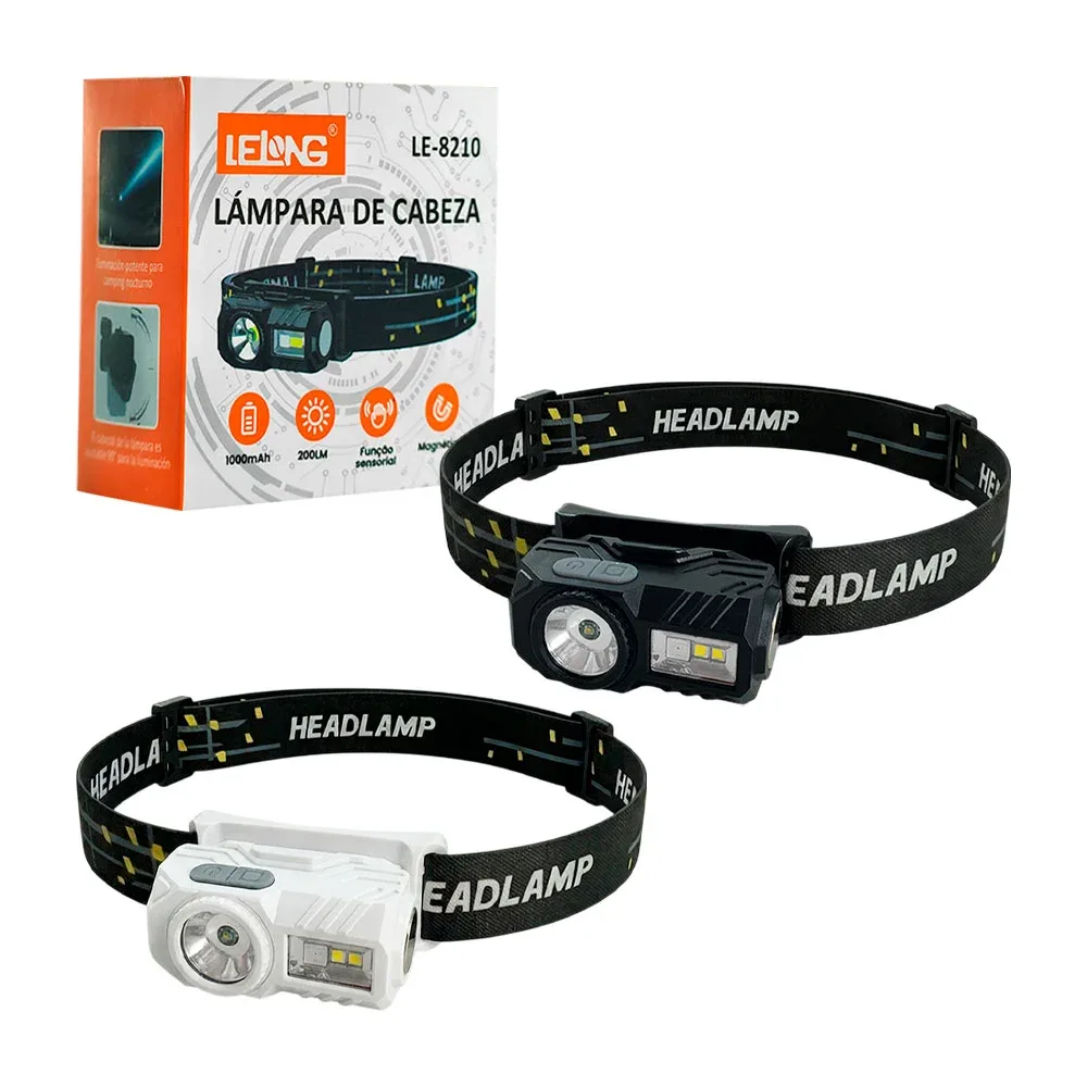 Lámpara tipo minero con base magnetica, varios modos de luz + banda ajustable