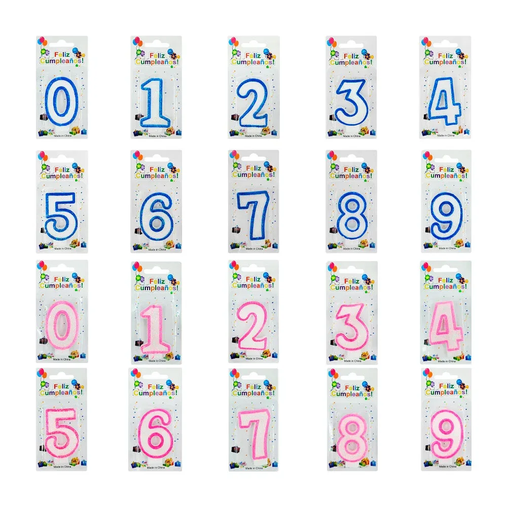 1pz Vela para cumpleaños blanca de brillantina y borde de color, 7.5cm