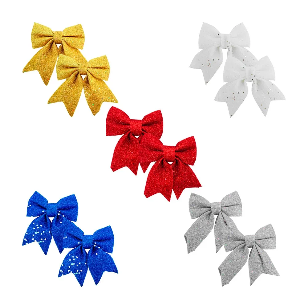 2 pz, adorno decorativo navideño en forma de moño con brillantina/ y-s-9281-18