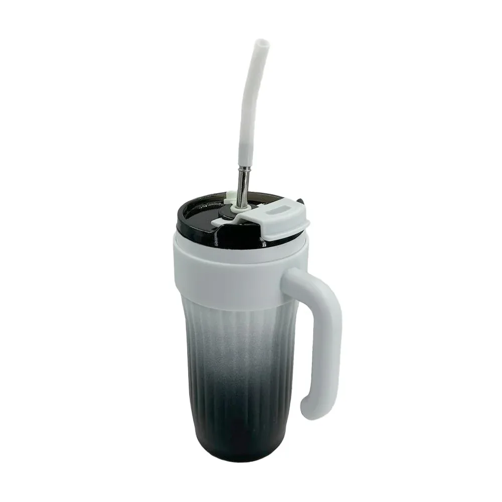 Termo de acero inoxidable con asa, popote metálico y capacidad de 890ml, variedad de colores / coffee cups / 23-qcb-008