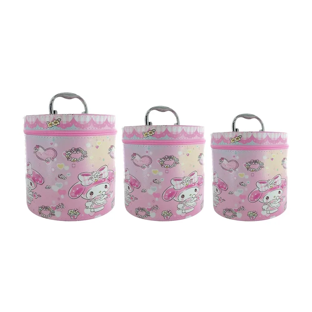 Juego de 3 cosmetiqueras cilíndricas con diseño de personajes hello kitty sanrio variedad de diseños / dhzb-3