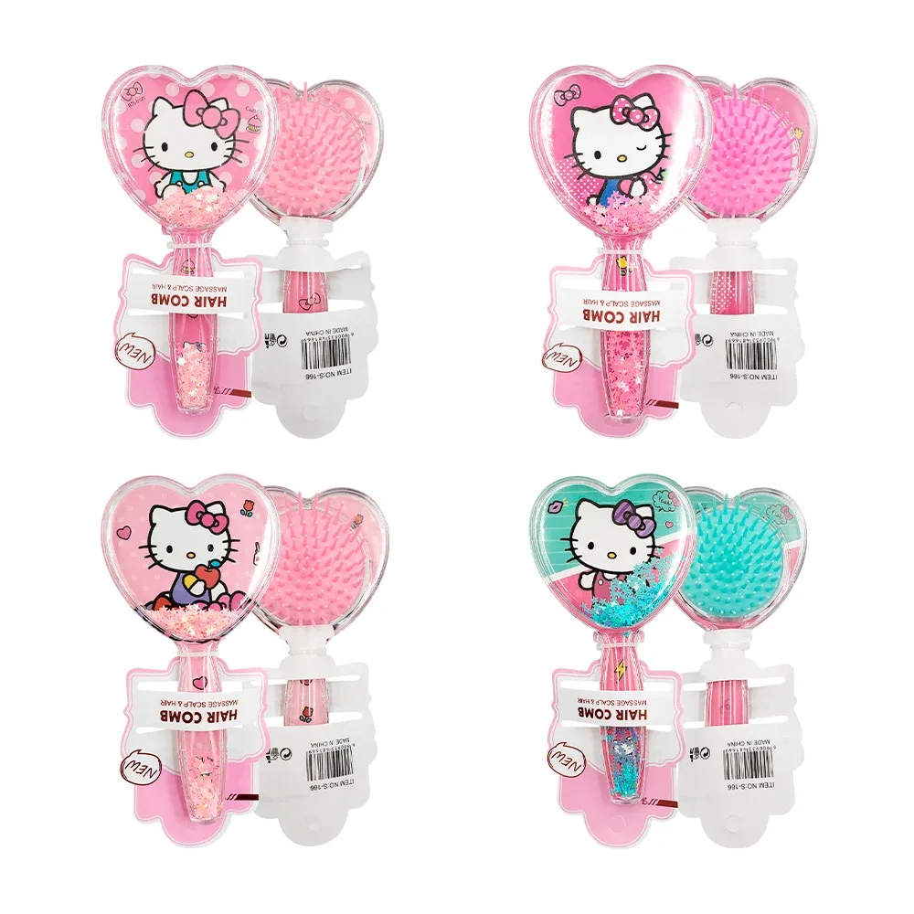 Cepillo infantil en forma de corazón con figuras encapsuladas para el cabello