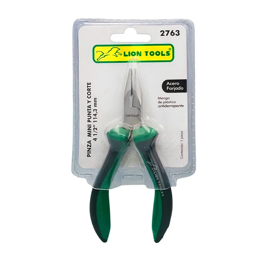 Pinza lion tools de punta y corte con mango antiderrapante, 4 1/2 pulgada / 2763