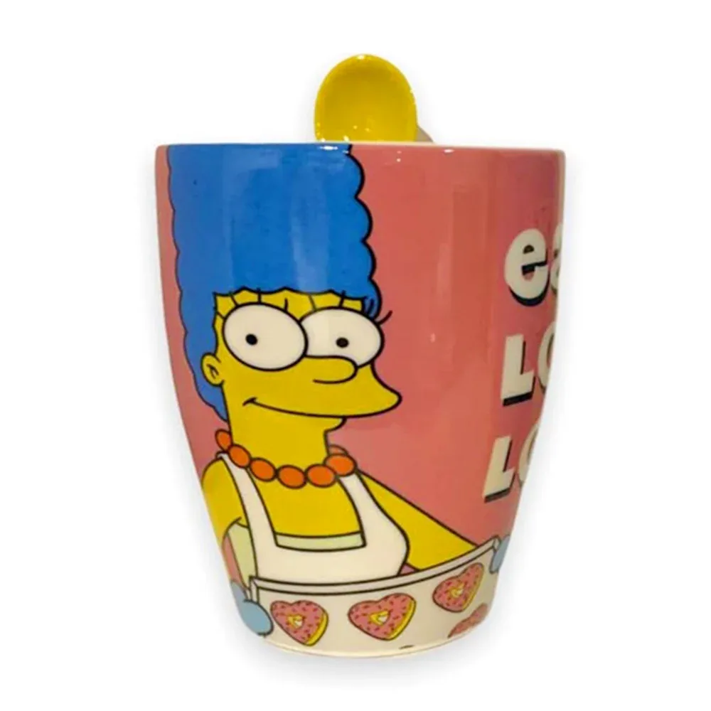 Juego de 2 tazas de porcelana con cucharas de cerámica y diseño de los Simpson con capacidad para 340ml / 1738-205