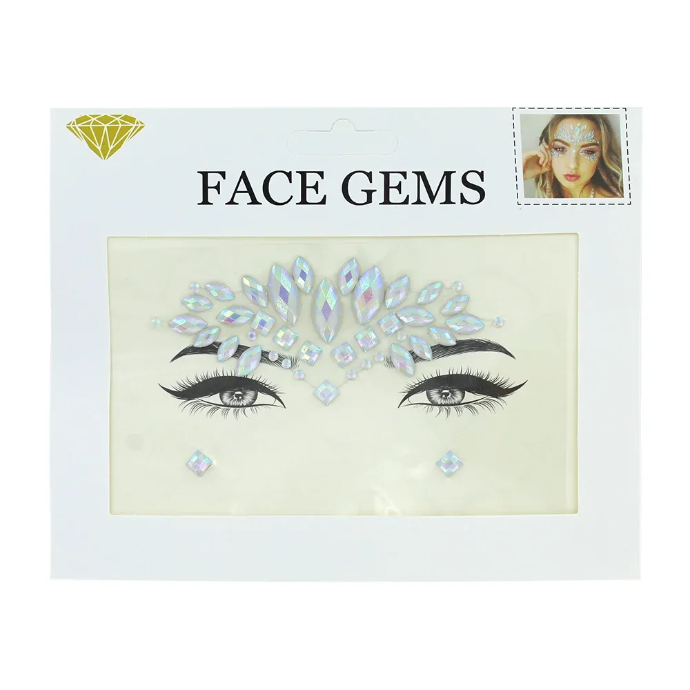 Planilla de pedrería adhesiva para maquillaje, variedad de colores / face gems / X280
