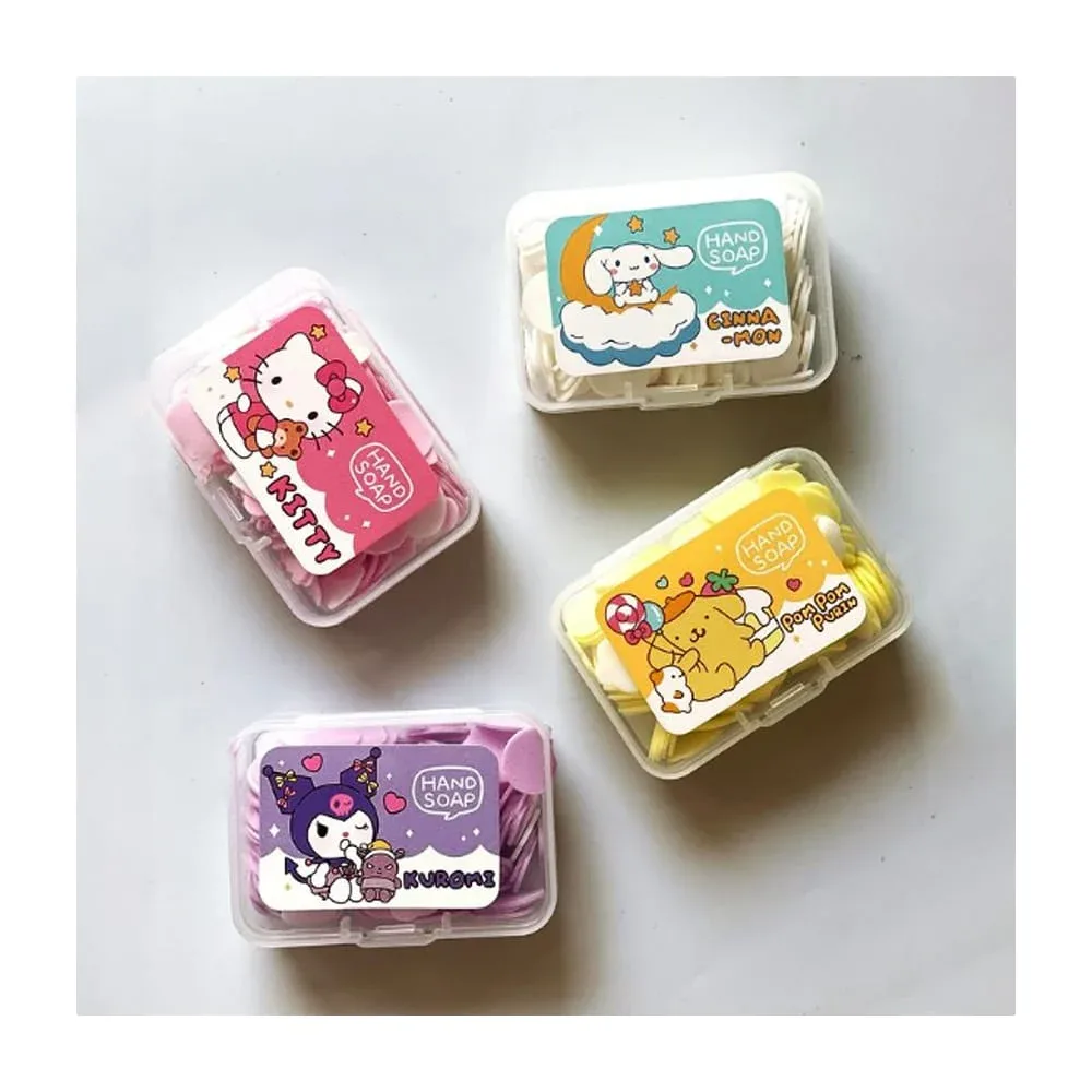 1pza Estuche con mini láminas de jabón con diseño de los personajes de hello kitty, variedad de diseños / x-20003