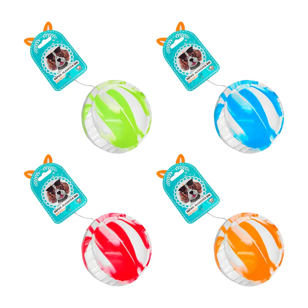 Juguete chillón para mascota en forma de pelota con 2 hendiduras, variedad de colores