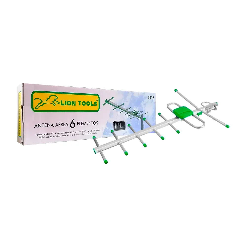Antena aérea hdtv de aluminio lion tools 6 elementos, 550x155mm / 6812