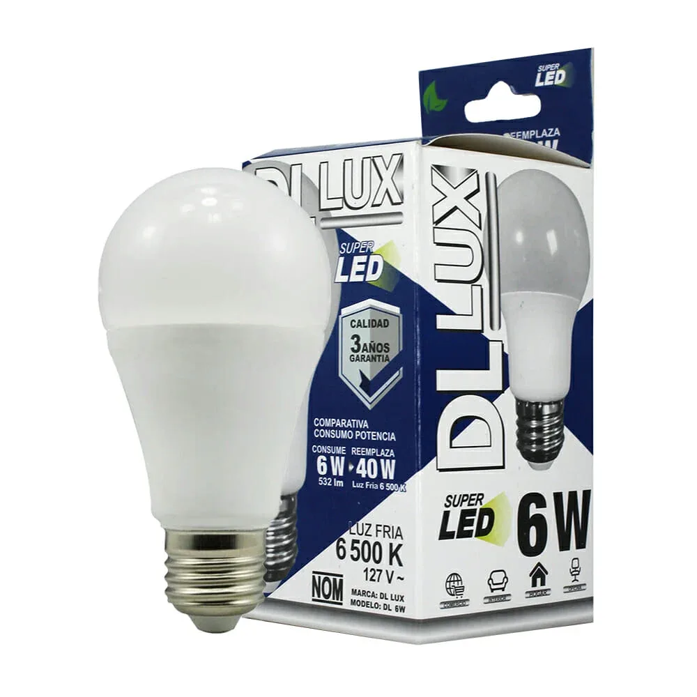 Foco ahorrador super led de luz fría dl lux 6w-127v / dl-6w
