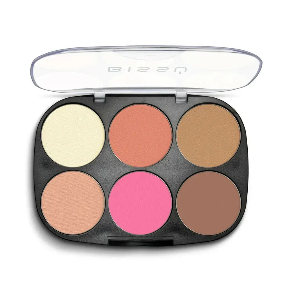 Paleta bissú con 2 iluminadores, 2 rubores y 2 bronceadores para rostro, tono 03 la buenaza 24g / 7073