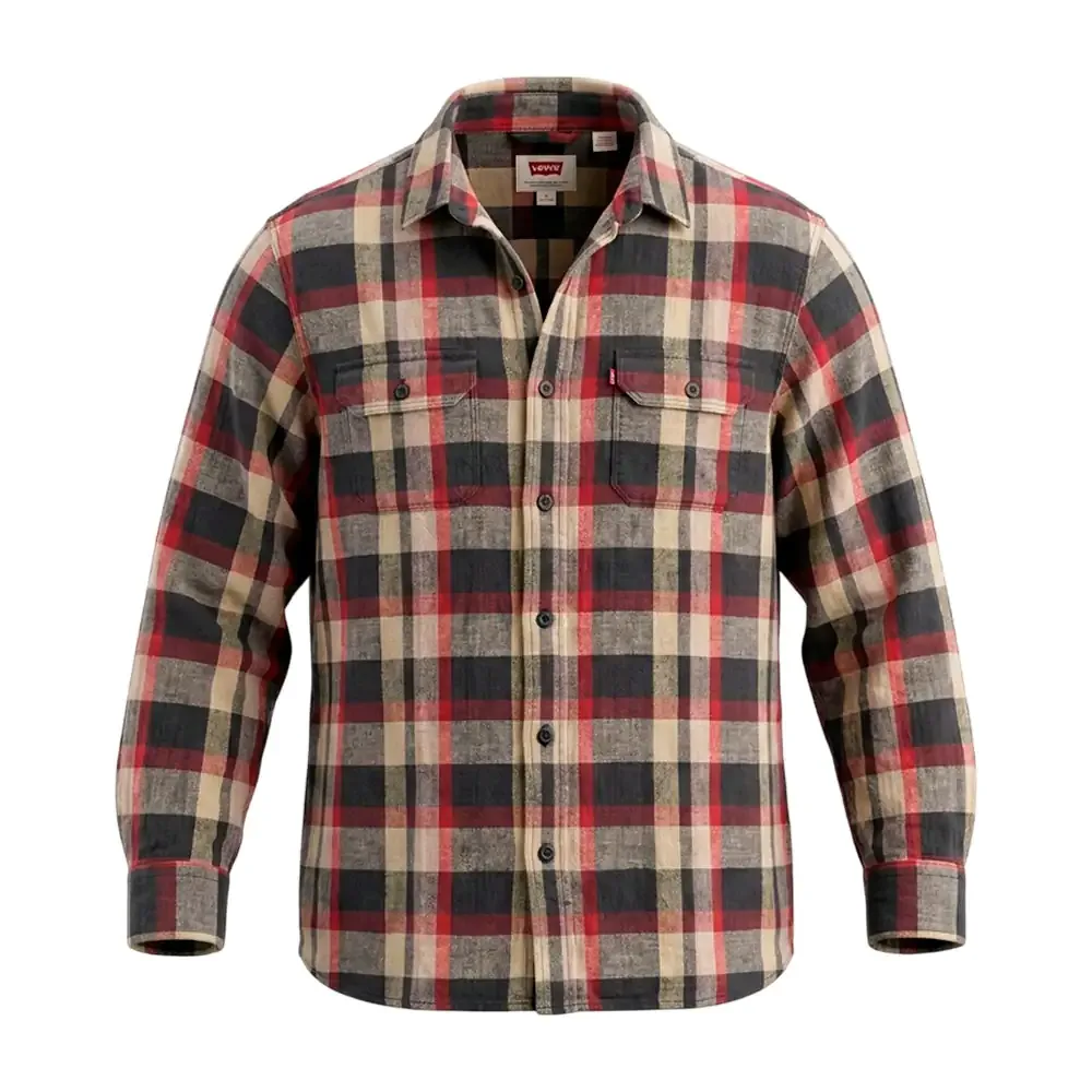 Camisa levis original de franela en tonos cálidos, manga larga, variedad
