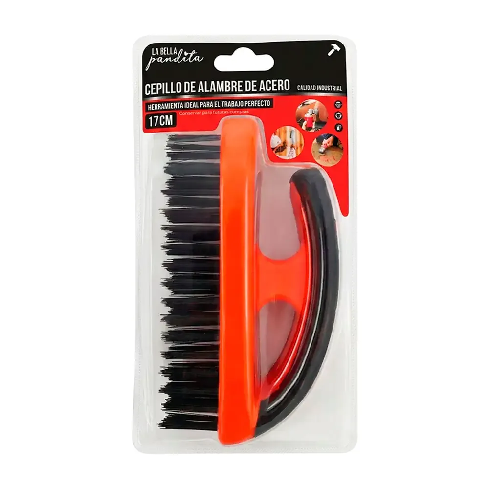 Cepillo tipo plancha de alambre para remover oxidación, pintura y residuos, 17cm