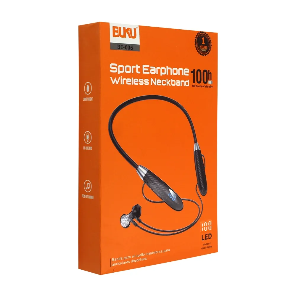 Audifonos deportivos bluetooth con indicador de carga / be-006