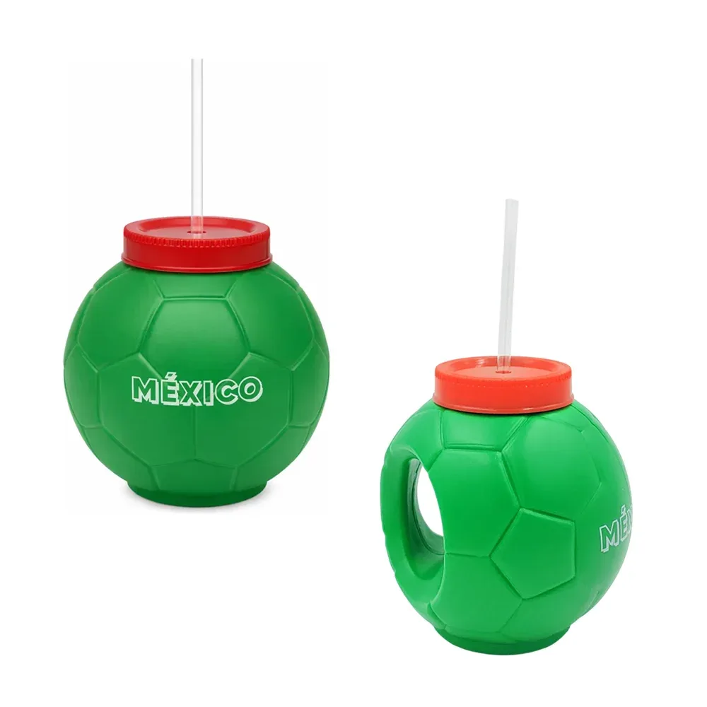 Vaso en forma de balón con agarradera + tapa y popote capacidad 1 litro / mu-046