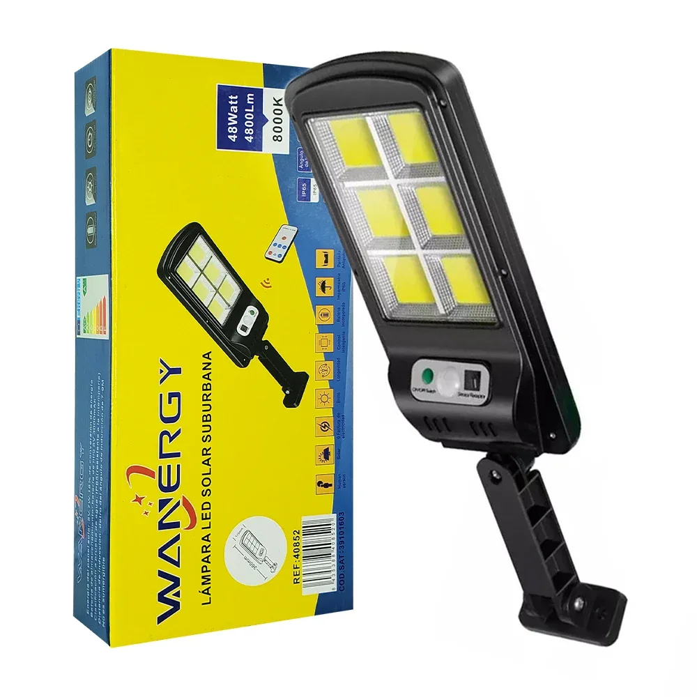 Lámpara led solar suburbana wanergy + control remoto 48w / 8000k 40852