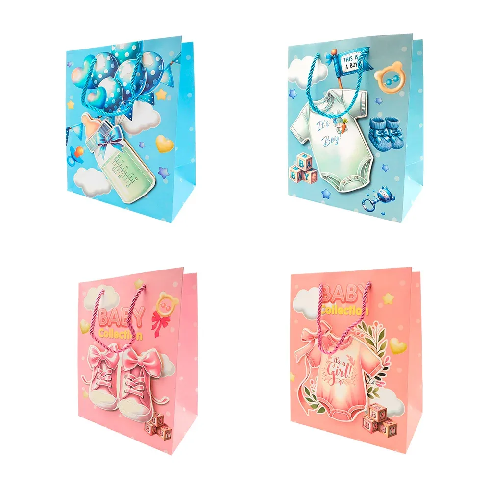 Bolsa de regalo con temática baby shower con efecto 3d, 18x23x10, variedad