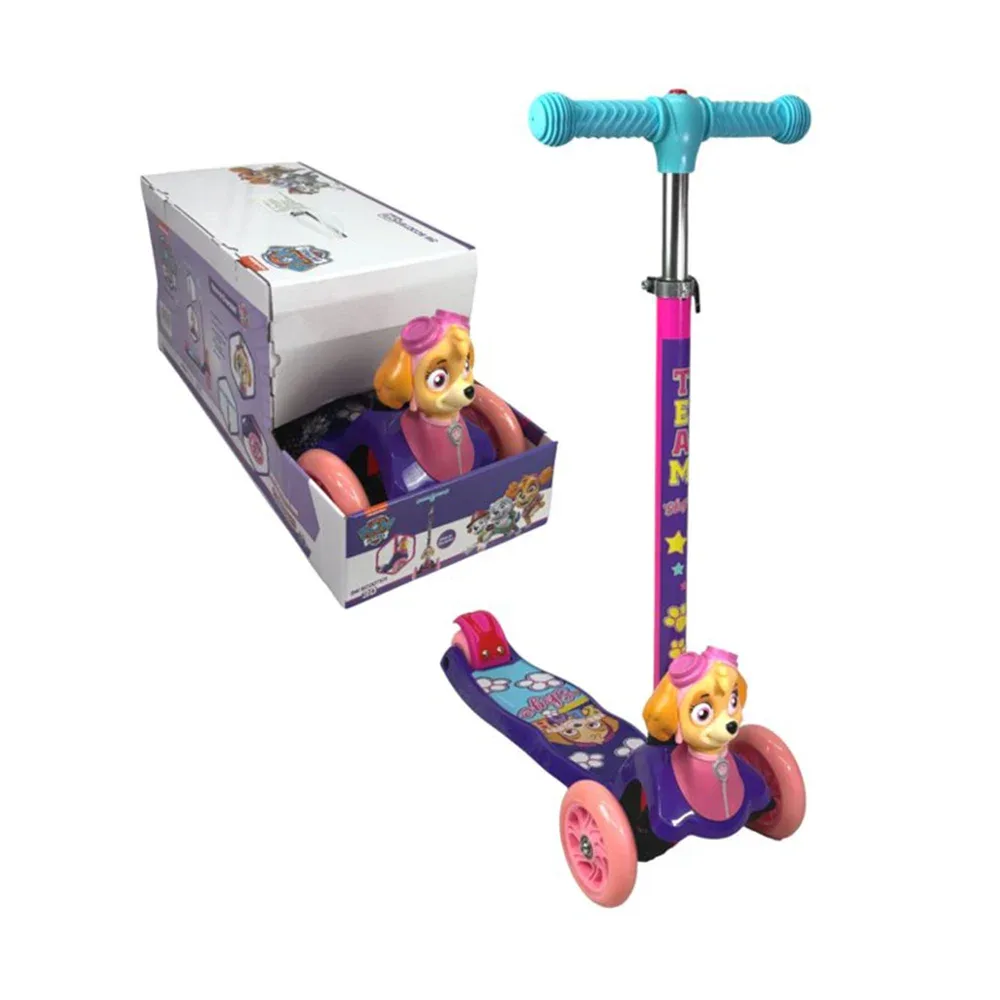 Scooter patín del diablo infantil ajustable, 3 ruedas con luces y figura 3d con diseño de sky - paw patrol / 3w scooter 3d / 10319